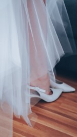 Library image of shoes and bridal gown